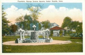 IA, Cedar Rapids, Iowa, Gorge Green Square, Fountain, Acme Post Card No. 218433