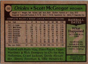 1979 Topps Baseball Card Scott McGregor Baltimore Orioles