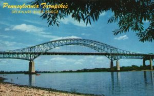 Vintage Postcard Pennsylvania Turnpikes Delaware River Bridge Pennsylvania PA