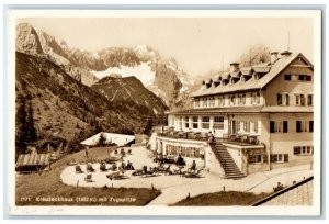 1936 Kreuzeckhaus Mit Zugspitze Germany RPPC Photo Winter Olympia Postcard