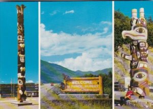 Canada Indian Totem Poles and Entrance Sign To Prince Rupert British Columbia