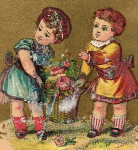1880s W.A. Dunn Toys Engravings Books Adorable Girls Lot of 2 P208