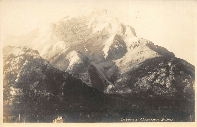 Banff Alberta Canada 1920s RPPC Real Photo Postcard Cascade Mountain