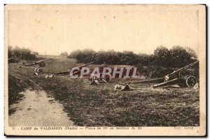 Old Postcard Army Camp Valdahon parts 155 in firing position