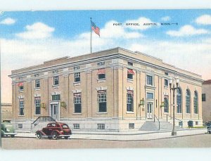 Unused Linen POST OFFICE SCENE Austin Minnesota MN hs1276
