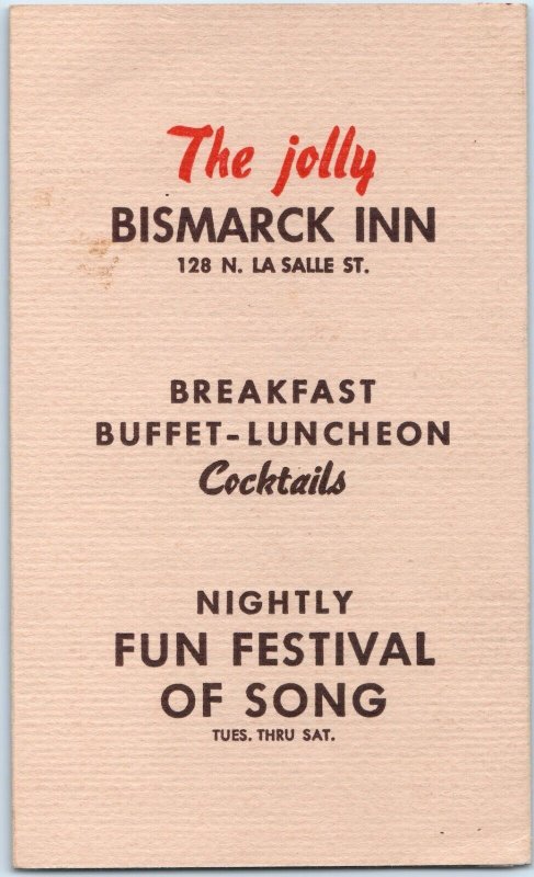 c1940s Chicago Bismarck Inn Folding Ad Card Pro-Drinking Alcohol German Pub C57