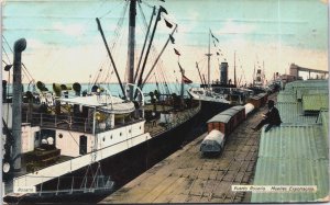 Argentina Puerto Rosario Muelles Exportacion Vintage Postcard C076