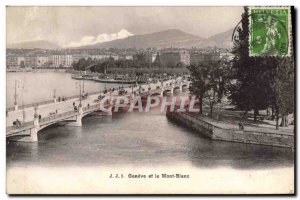 Old Postcard Geneva Ef Mont Blanc