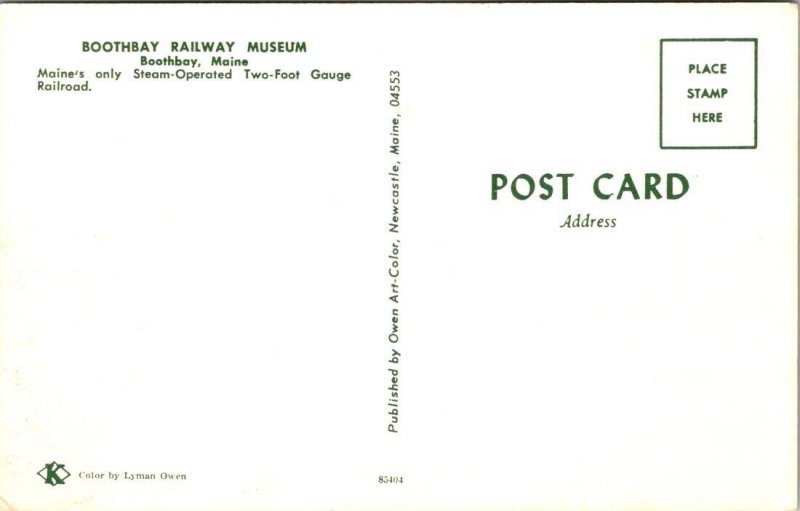 Vintage Railroad Train Locomotive Postcard - Boothbay Maine Railway Museum