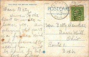 Postcard Delaware Sanborn Hall Ohio Wesleyan University Campus 1930 F16