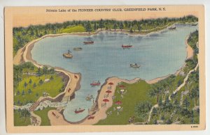 P3008, vintage postcard private lake pioneer country club greenfield new york