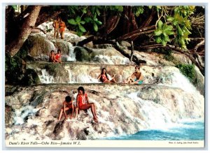 c1960's Dunn's River Falls Family Kids Blue Water Ocho Rios Jamaica WI Postcard