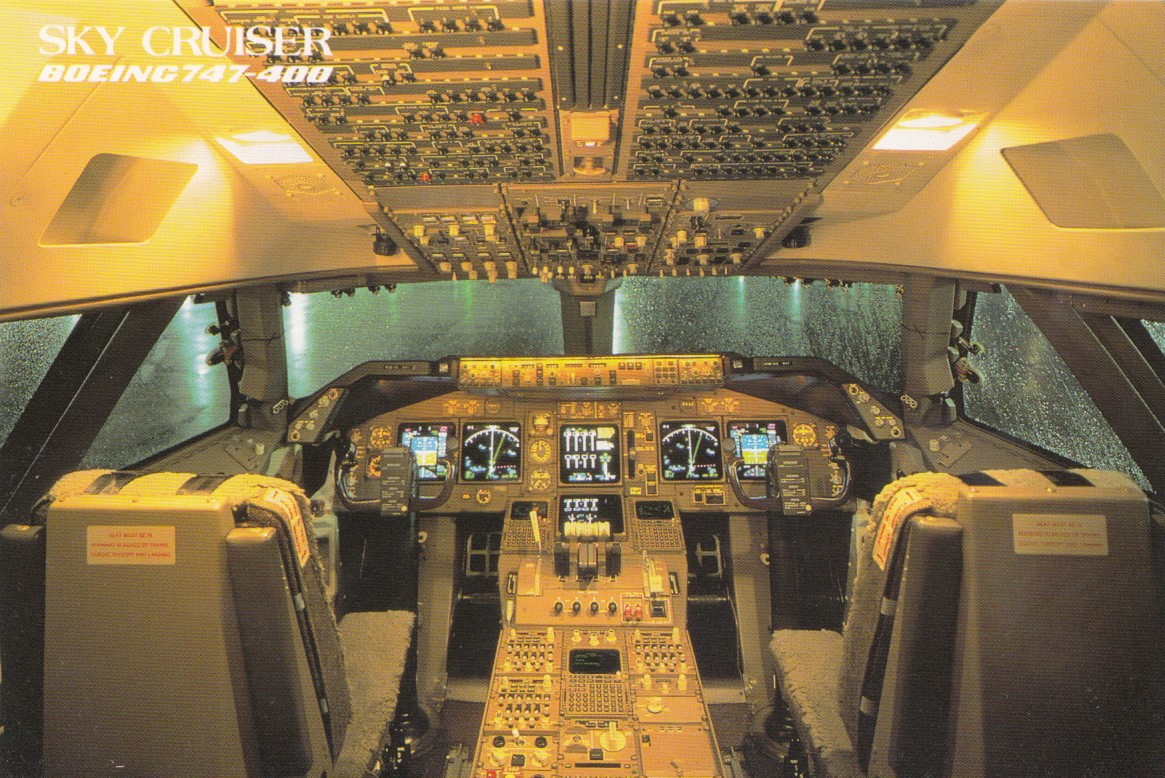 JAL, Japan Airlines, Sky Cruiser, Boeing 747-400, Cockpit, unused Postcard  | Topics - Transportation - Aviation - Airplanes - Modern Era, Postcard