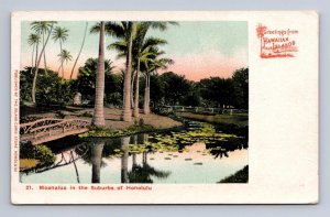 21. MOANALUA IN THE SUBURBS OF HONOLULU HAWAII POSTCARD (c. 1905)