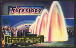 Firestone Singing Color Fountains Advertising Postcard Chicago 1933 World's Fair