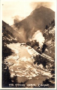 RPPC Train Passing Through Kicking Horse Canyon, BC Vintage Postcard N51