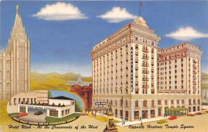 Salt Lake City Utah 1950s Postcard Hotel Utah With Underground Motor Garage
