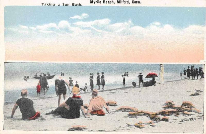 Milford Connecticut Myrtle Beach Bathers Antique Postcard K72652