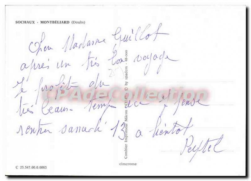 Postcard Modern Sochaux Montbeliard