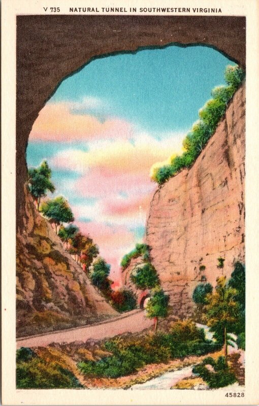 Natural Tunnel Southwestern VA Virginia Linen Postcard VTG UNP Vintage Unused 