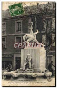 Old Postcard The Fight Bollene Charpentier wrestlers