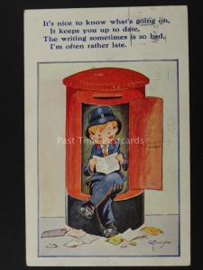 Postman ITS NICE TO KNOW WHATS GOING ON c1932 Postcard by G.Fyffe Christie 3705