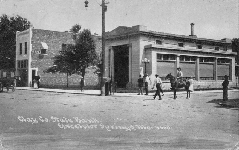 Clay Co. State Bank, Excelsior Springs, Missouri 1912 Photoette Vintage Postcard