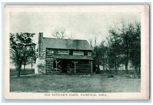 1909 Old Settlers Log Cabin Park Dirt Surface Fairfield Iowa AI Antique Postcard