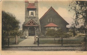Hand Colored Postcard Church All Saints By The Sea Near Santa Barbara CA