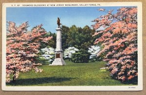 LINEN .01 PC - UNUSED - DOGWOOD BLOSSOMS, NEW JERSEY MONUMENT, VALLEY FORGE, PA.