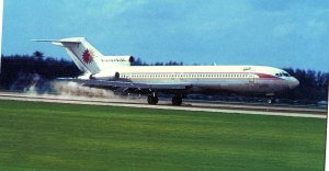National Airlines Boeing 727 Photochrome Postcard Airport Landing 1963