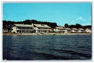 1960 Wiltejer's Shoreline Motel Apartments Cottages Jordan River Stream Postcard 