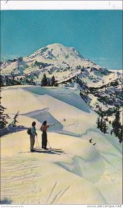 Skiers At Naches Pass Mount Rainier Washington