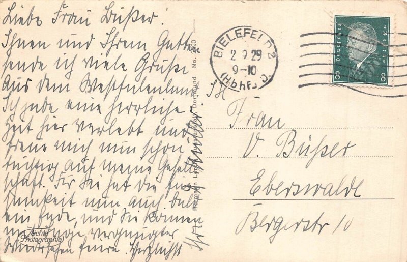 L264 Germany 1929 Bielefeld Aufgang z Johannisberg Garden Castle RPPC postcard