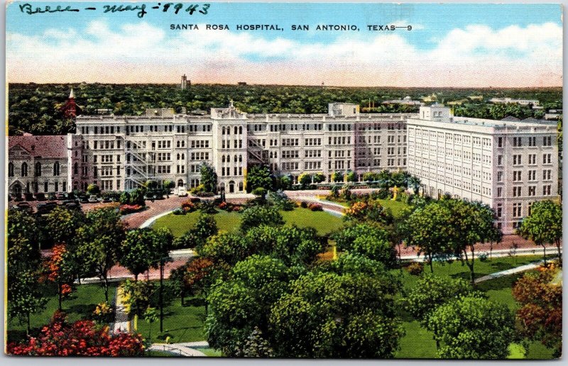 Santa Rosa Hospital San Antonio Texas TX Building & Ground Landscapes Postcard