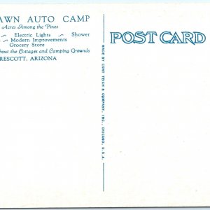 c1930s Prescott, AZ Pine Lawn Auto Camp Birds Eye Advertising Postcard Ariz A88