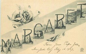 1907 Large Letter Name Margaret Postcard Silberer & Bros undivided 21-8540