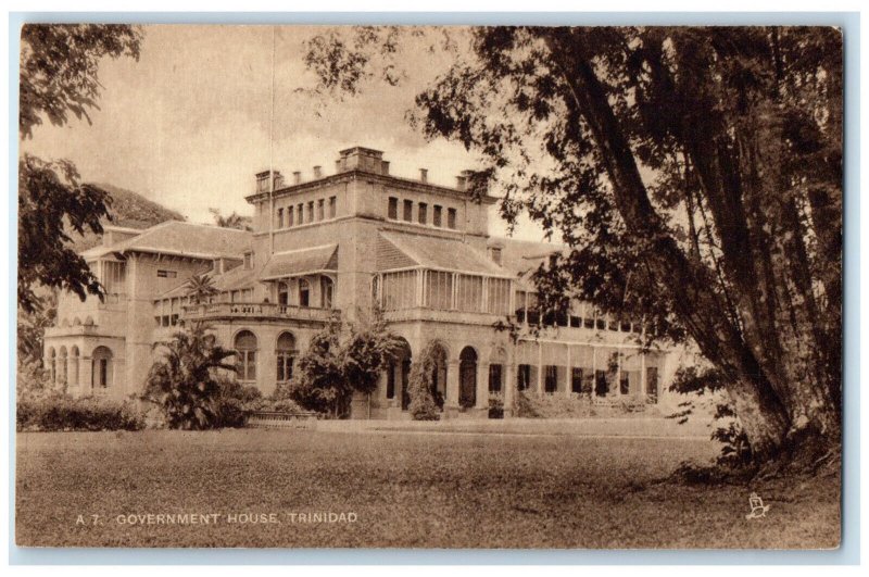 c1910 Government House in Trinidad and Tobago Antique Unposted Postcard