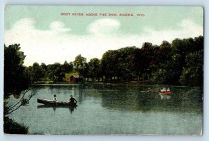 Racine Wisconsin WI Postcard Root River Above Dam Exterior c1908 Vintage Antique