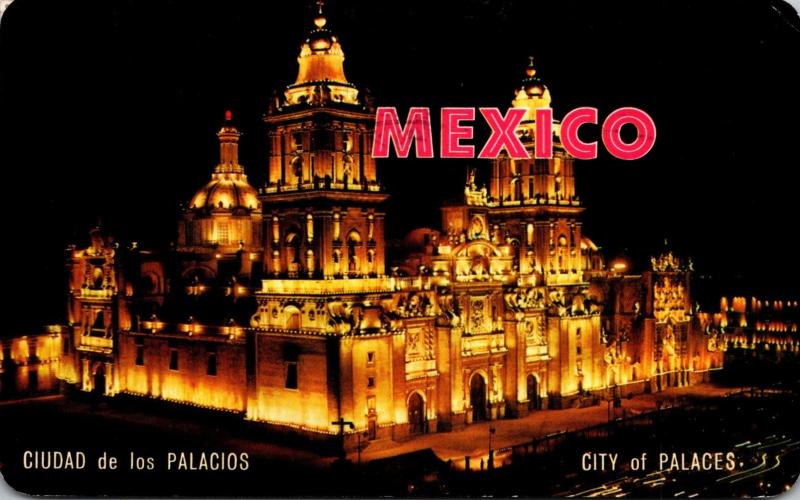 Mexico City Night View Of The Cathedral Of Mexico City 1974