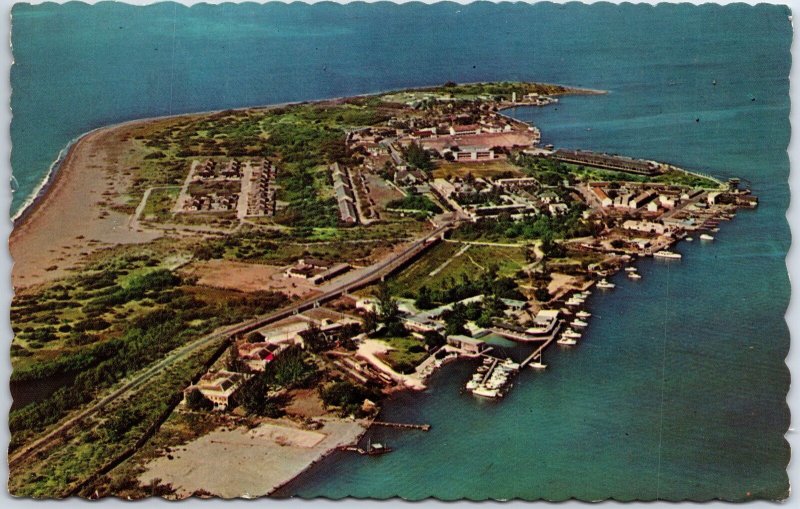 VINTAGE POSTCARD AERIAL VIEW OF PORT ROYAL JAMAICA 1960s NICE STAMPS 