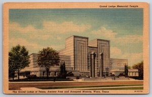 Waco Texas~Grand Lodge Memorial Temple Street View~PM 1951~Vtg Linen Postcard