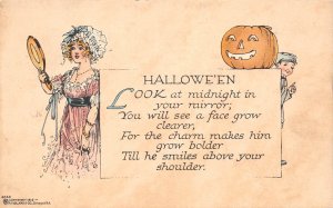 P.F. Volland & Co., Lady With Mirror, Boy &  Jack-O-Lantern, PC U23564