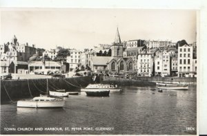 Channel Islands Postcard - Town Church & Harbour, St Peter Port, Guernsey 21289A