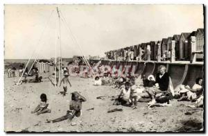 Postcard Modern Bernieres sur Mer Beach and Cabins Children