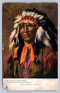 J96/ Native American Indian Postcard c1910 Muncie Indiana Chief  97