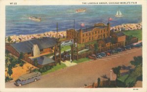 Chicago World's Fair Lincoln Group, Sailboat, Bus CT Art Colortone WF25 Postcard