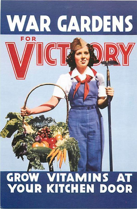 War Gardens for Victory U.S. Home Front World War II Repro Postcard