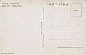 CARACUS VENEZUELA~BLOQUES RESIDENCIALES POSTCARD