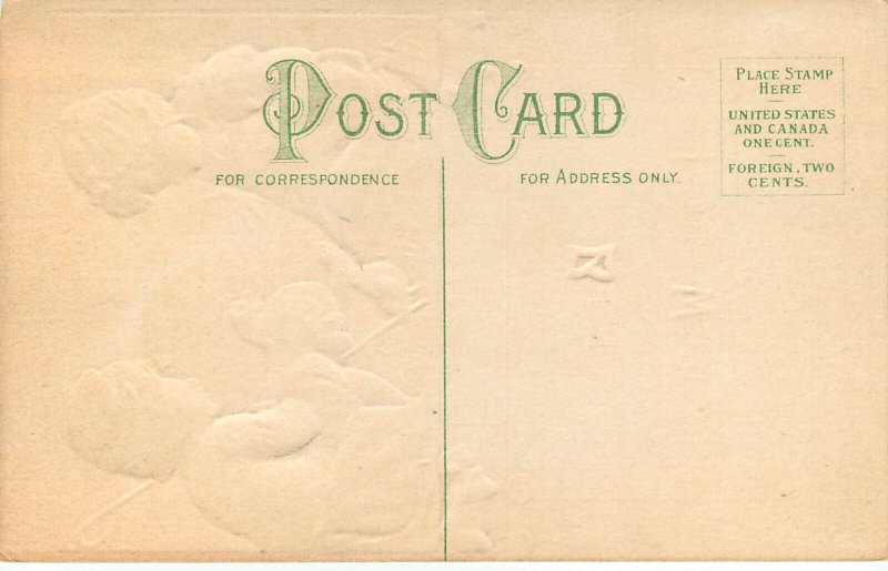 Embossed Easter Postcard Children With Chicken & Chicks 720 Sheep on Wheels